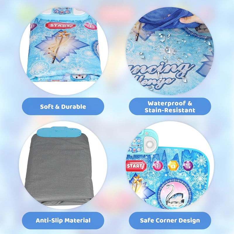 Eterfun Store Dance Mat Toys - 8-Button Frozen Toys for Girls Electronic Dance Pad with 5 Game Modes, Touch Sensitive Kids Musical Mat Toy Christmas & Birthday Gift for 3 4 5 6 7 8 9 10+ Years Old Girls(Blue) - Image 4
